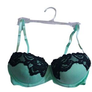 Candie's Padded Push-Up Bra, Mint + Black, 34A